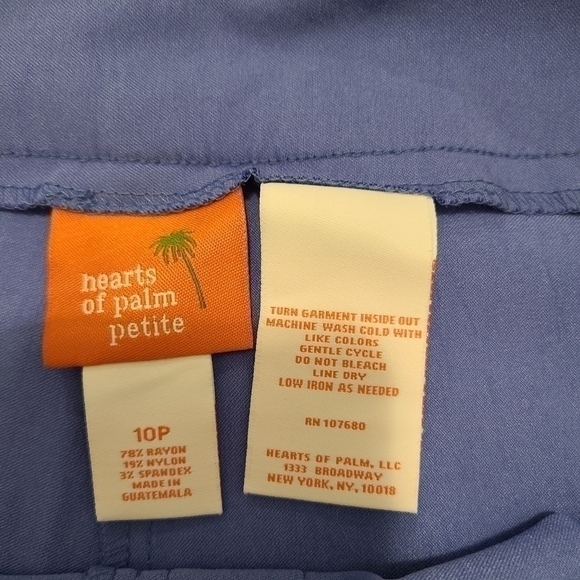 Hearts of Palm Women's Lilac You A lot Petite Blue Pants Elastic Waist Size 10 - Picture 3 of 11